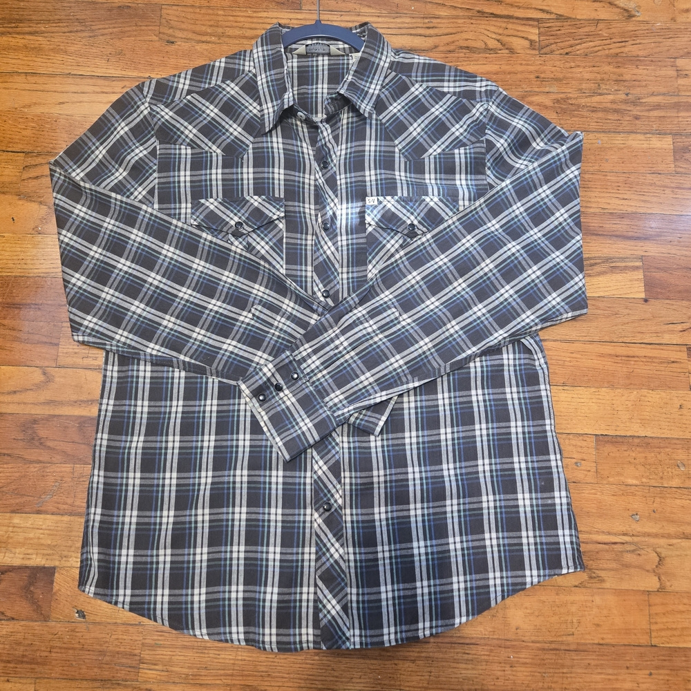 Salt Valley Western Shirt Men Large Plaid Pearl Snap Button Up Ranch Rodeo